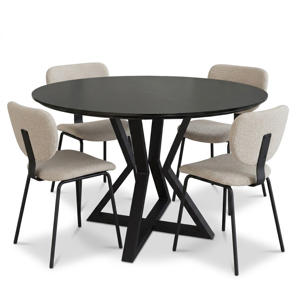 Juego de Comedor Mesa de Comedor Circular Louvre + Silla de Comedor – Hibisco