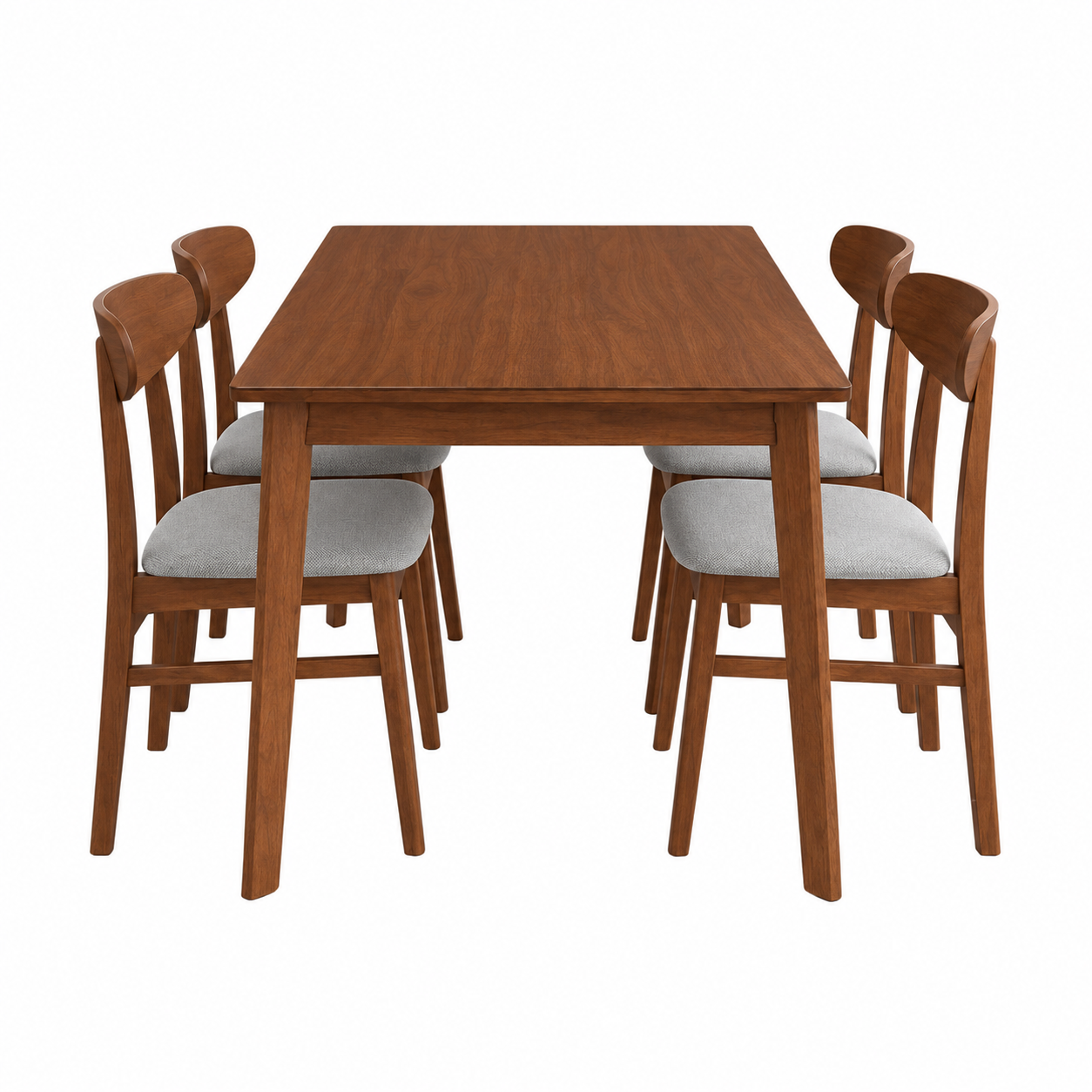 Juego de Comedor Yuvila Mesa Rectangular 110cm + 4 Sillas Marrón Oscuro