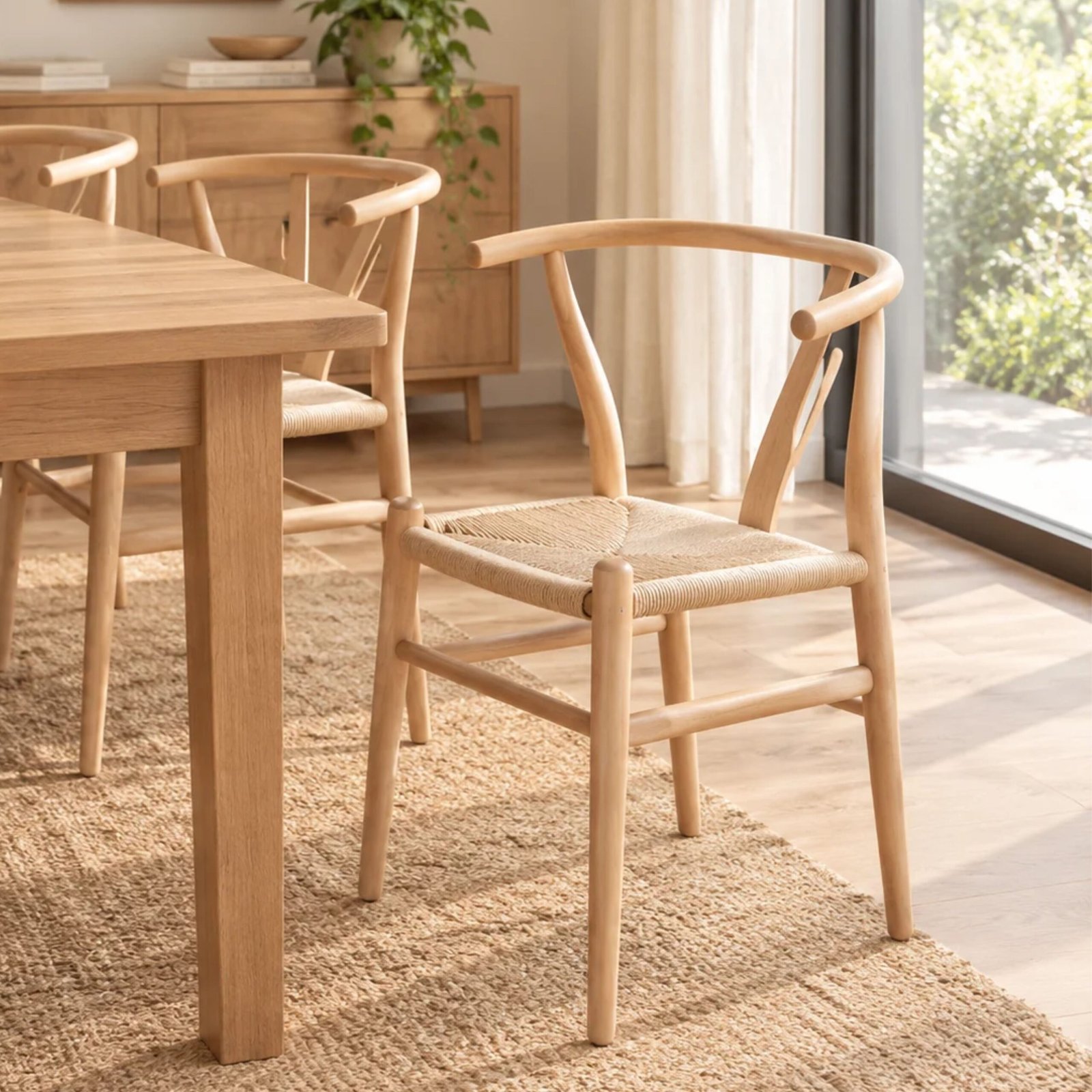 Silla Wishbone Madera - Fibra Natural - Natural