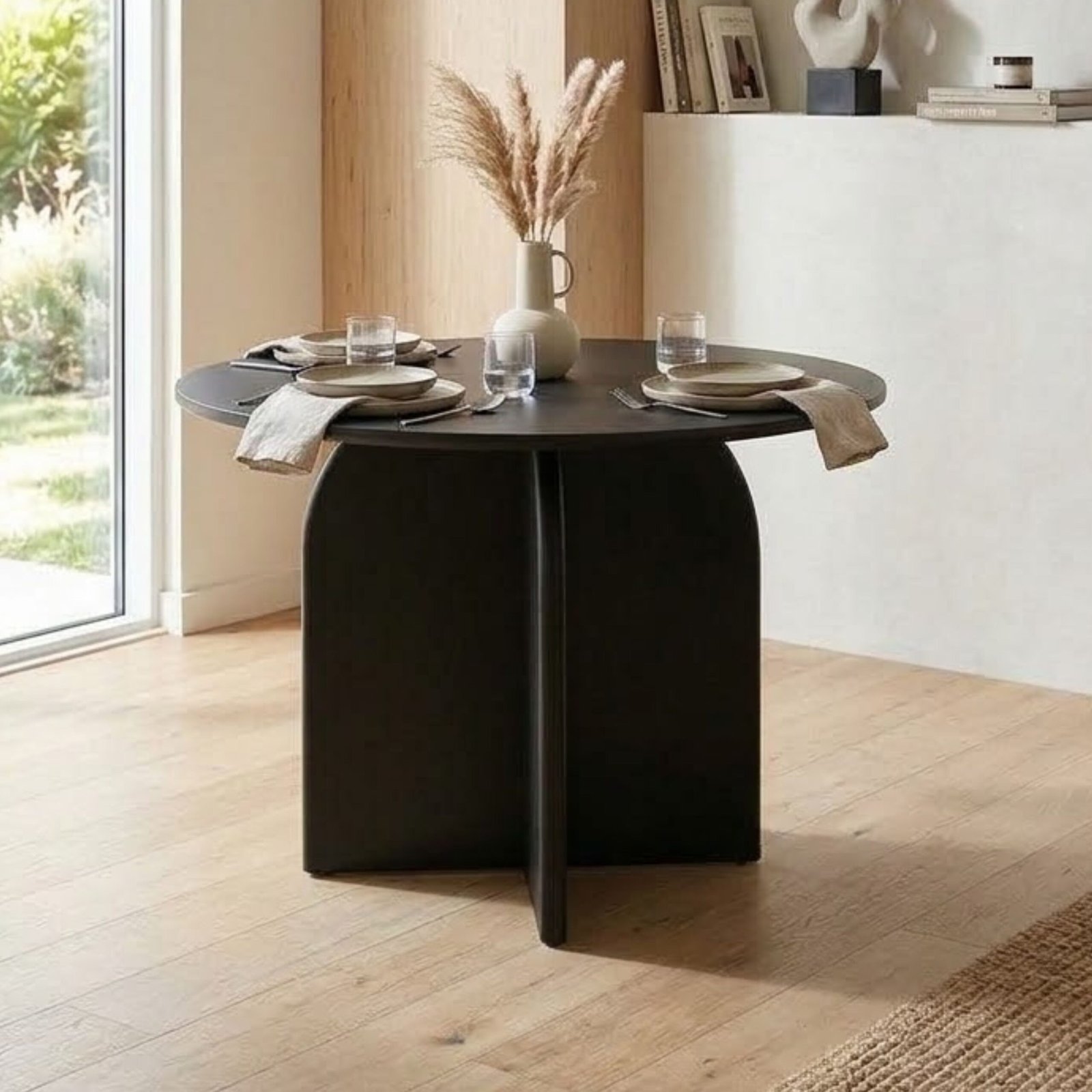 Mesa de Comedor Arco Ovalada 90x100cm – Negro
