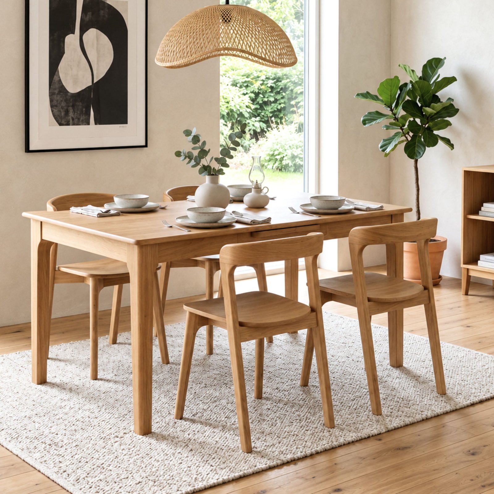 Juego de Comedor Mesa Extensible Inari + 4 Sillas Berta