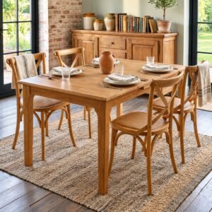 Juego de Comedor Mesa Extensible Inari + 4 Sillas de Comedor Vienesa - Natural