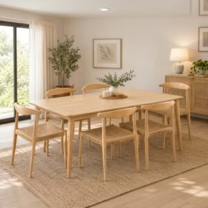 Juego de comedor Mesa Oslo 140 cm + 6 sillas Hawai